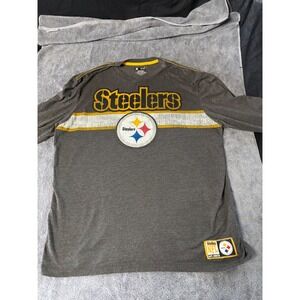 NFL Team Apparel Pittsburgh Steelers Mens XL Long Sleeve Shirt Grey V-Neck Fan